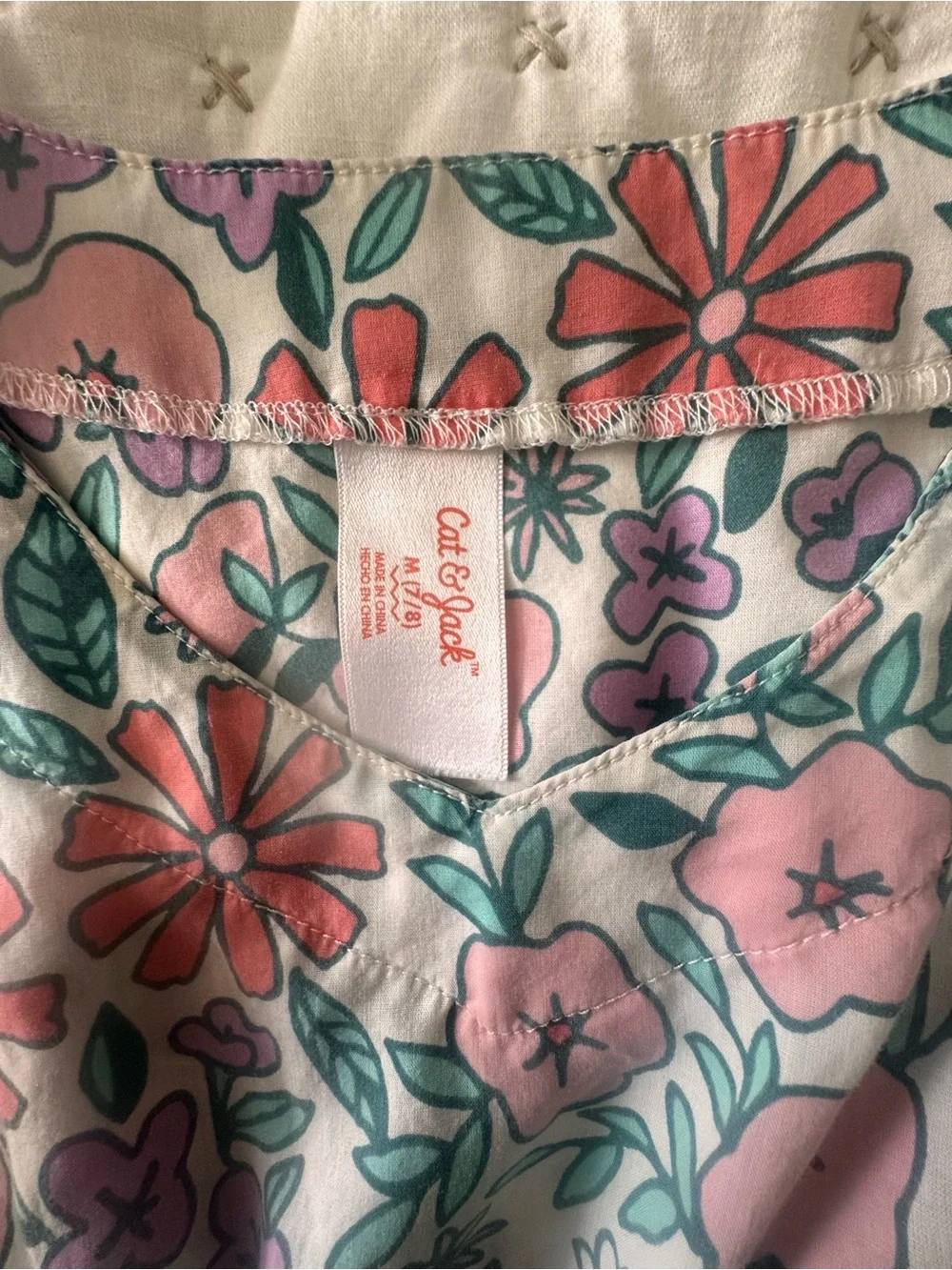 Cat & Jack Floral Tie-Accent Top in Pink, Mint & Purple